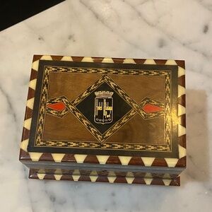 Vintage Inlay Wooden Box with key